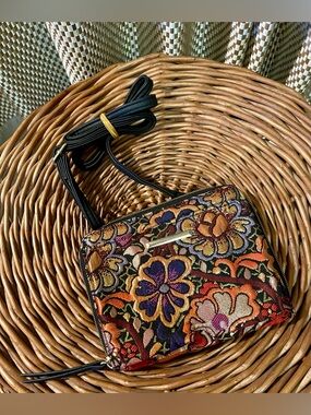 Embroidered Brocade Floral Tapestry Crossbody Bag